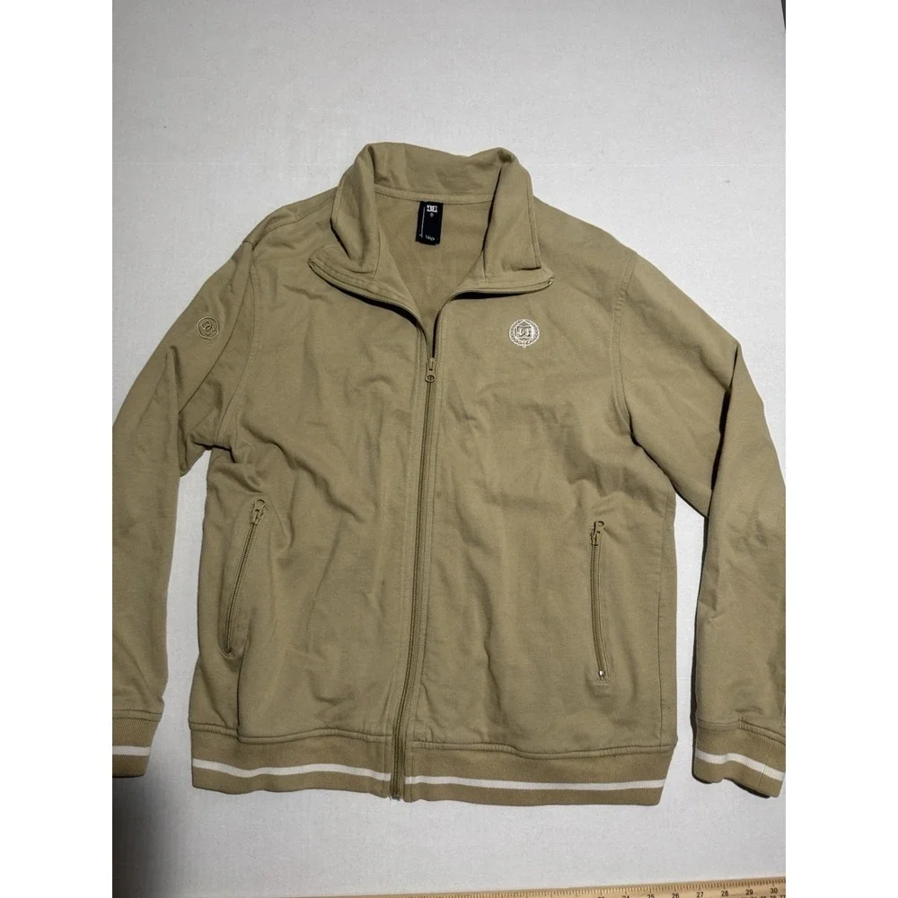 Y2K DC Skateboard Sk8 Men's Beige Full Zip Jacket, Large